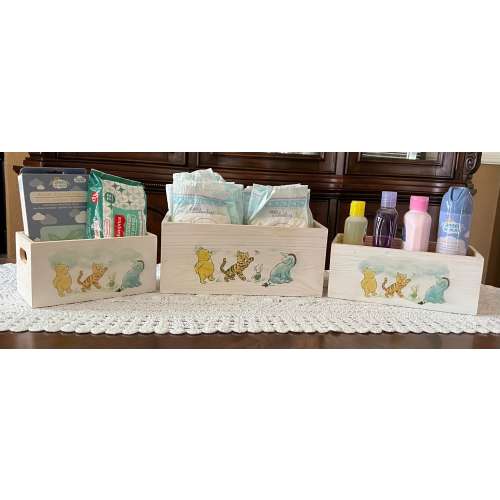 Winnie The Pooh Crate - Nursery Book Storage - Diaper Storage - Alternative Baby Shower Gift Bag - Nursery Book Case - Baby Shower Card Box