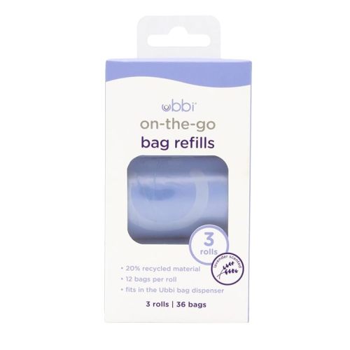 Ubbi On-the-Go Refill Bags, Lavender Scented, Value Pack of 36, Baby On The Go Diapering Essentials - 36 Count (Pack of 1)