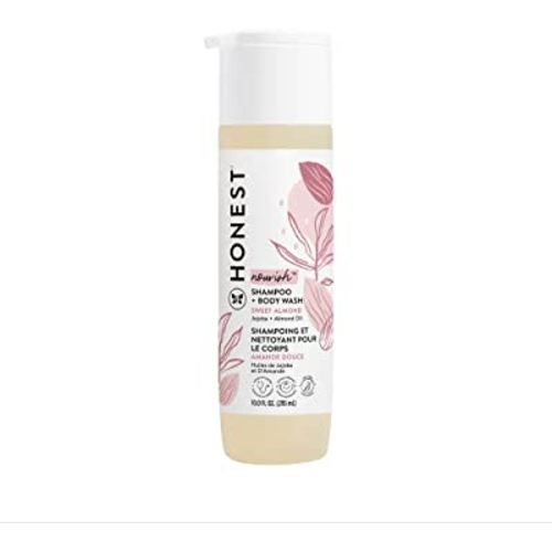 The Honest Company 2-in-1 Cleansing Shampoo + Body Wash | Gentle for Baby | Naturally Derived, Tear-free, Hypoallergenic | Sweet Almond Nourish, 10 fl oz