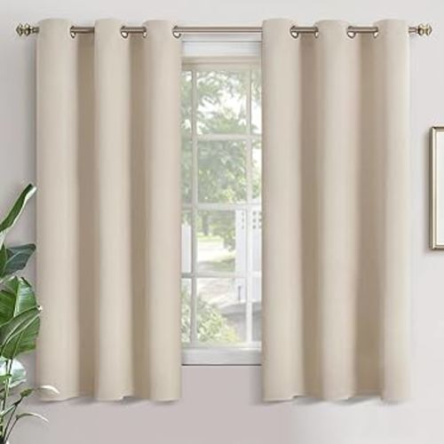 YoungsTex Blackout Curtains for Bedroom 63 Inches Length - Grommmet Room Darkening Curtains Thermal Insulated Window Drapes for Living Room, Champagne, 2 Panels, 42 x 63 Inch