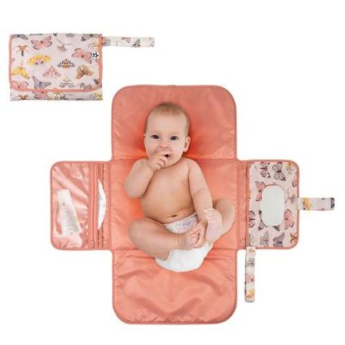 Tiny Twinkle Portable/Foldable Waterproof Diaper Changing Pad with Smart Wipes Pocket (Flutter)