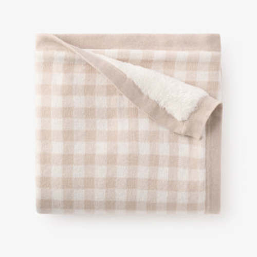Wheat Gingham Fur Back Blanket – Elegant Baby