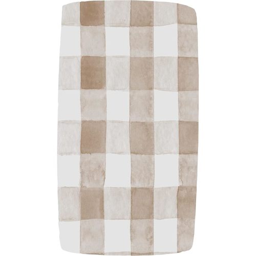 Dear Baby Gear Deluxe Crib Sheet Cotton Polyester Baby Crib Sheets, Soft Machine-Washable Crib Mattress Sheet, Baby Bed Sheets - Watercolor Tan Taupe Plaid Print, 52"x28"x10"