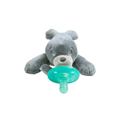 Philips AVENT Soothie Snuggle Pacifier Holder with Detachable Pacifier, 0m+, Seal, SCF347/04- 1 Count (Pack of 1)