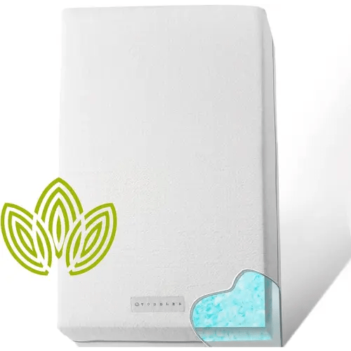 Organic Cotton 2-Sided Crib Mattress | Waterproof Washable Protector w/Ventilated Foam Lining | Light 2-in-1 Baby Mattress w/Firm Support for Infant & Soft CertiPUR Foam for Toddler | 52 x 27 x 4”