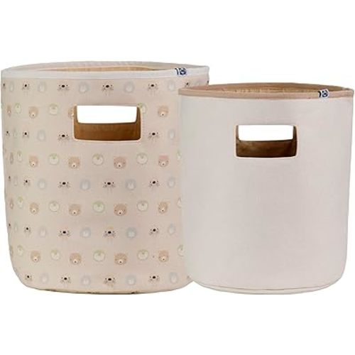 Sealy Baby Soft Collapsible Fabric Storage Organizer 2 Pack Organize Your Baby's Essentials with Style and Ease, (Beige Animal Faces)