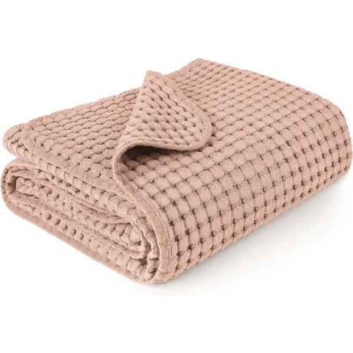Konssy Waffle Baby Blankets, Nursery Blankets for Boys Girls, Swaddle Blankets Neutral Soft Lightweight Toddler and Kids Throw Blankets(Blush Pink)