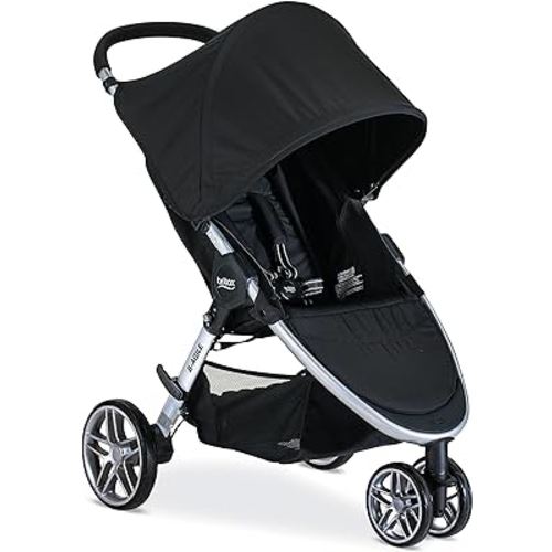 Britax B-Agile Lightweight Stroller, Black - One Hand Fold, Large UPF50+ Canopy, All Wheel Suspension