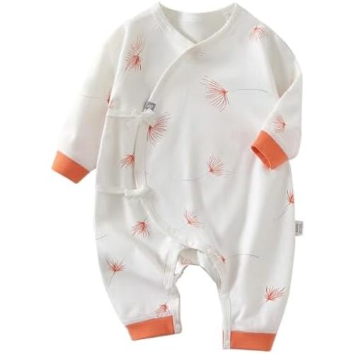 100% Organic Cotton Soft 0-6 Months Newborn Baby Romper Jumpsuits for Boys and Girls Unisex Long Sleeve