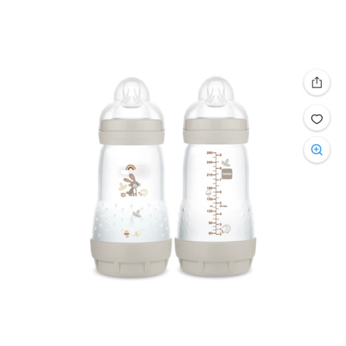 MAM Easy Start Anti-Colic Baby Bottle 9 oz, Medium Flow, Breastfeeding-Like Silicone Nipple Bottle, Reduces Colic, Gas, & Reflux, Easy-to-Clean, BPA-Free, Vented Baby Bottles for Newborns, 2+ Months