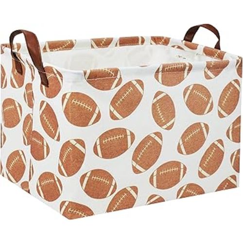 Rectangular Football Basket Kids Storage Basket Baby Boy Basket Kids Toy Storage Bin Organizer Box Football Room Decor for Home(Football)