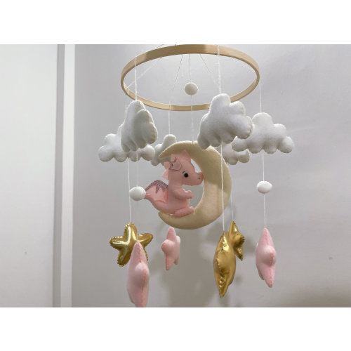 Dragon nursery mobile, dragon baby crib mobile, moon and star mobile, fairy tale nursery, baby shower gift