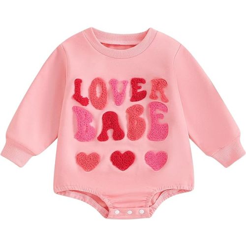 Valentine'S Day Toddler Baby Girl Outfit Nweborn Infant Clothes Long Sleeve Sweatshirt Romper Cute Crewneck Onesie