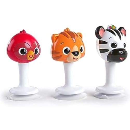 Baby Einstein Rattle & Jingle Trio High Chair Suction Toys Take-Along Musical Rattle Set Age 6 Months +, Multicolor, 3 Count