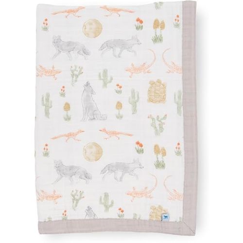 Little Unicorn Newborn Receiving Quilt | Ultra- Soft, Multi-Layered Muslin Fabric | Gift for Newborns & on-The-go (Desert Night)