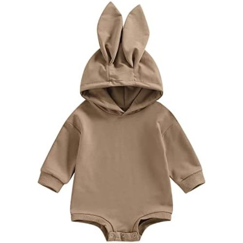 Kupretty My First Easter Baby Boy Girl Outfit Long Ear Bunny Romper Sweatshirt Hooded Bubble Onesie