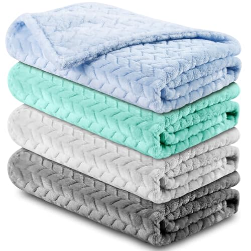 Chumia 4 Pcs Baby Blanket Flannel Cozy Throw Fuzzy Soft Warm Blanket for Newborn Sherpa Fluffy Crib Swaddling Supplies Birthday Baby Shower(24 x 32 Inch,Assorted Colors)