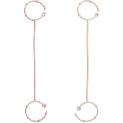 mushie Adjustable Silicone Toy Straps 2-Pack | Baby Accessories Holder for Travel, Stroller, High Chair (Blush/Shifting Sand)