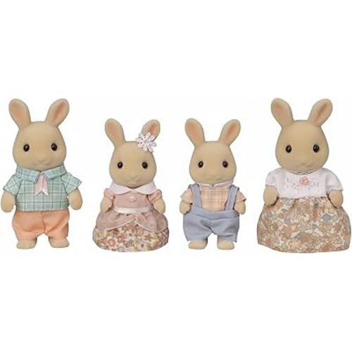 Calico Critters Milk Rabbit Family - Set of 4 Collectible Doll Figures for Children Ages 3+