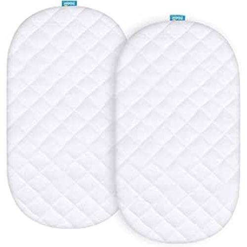 Waterproof Bassinet Mattress Pad Cover Compatible with SNOO Smart Sleeper Bassinet, 2 Pack, Ultra Soft Surface, Breathable and Easy Care