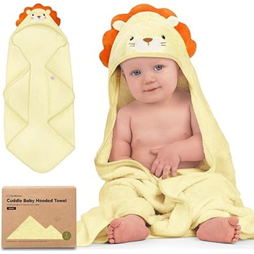 KeaBabies Baby Hooded Towel - Viscose Derived from Bamboo Baby Towel, Toddler Bath Towel, Infant Towels, Large Hooded Towel, Soft Baby Towels with Hood for Girls, Babies, Newborn Boys (Lion)