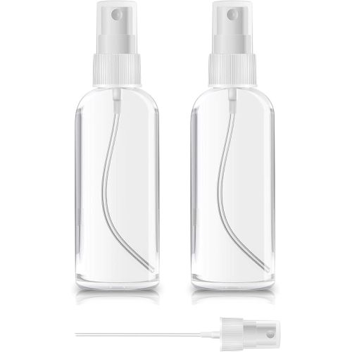 2 Pack Spray Bottles 1oz Clear Plastic Empty Refillable Mini Spritzer for Travel, Cleaning, Gardening, Skin Care Atomizer for Essential Oils, Perfume