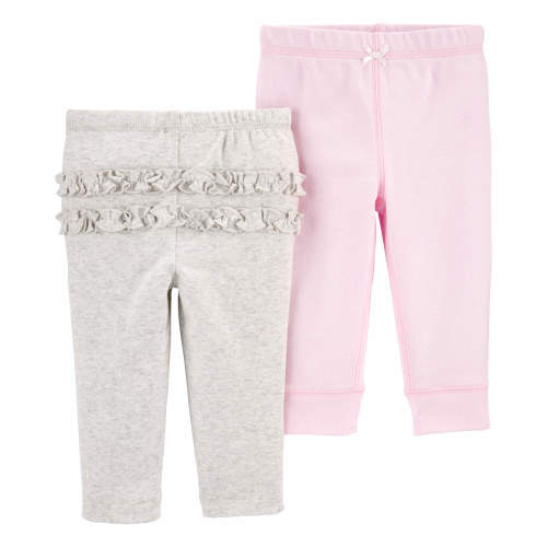 Baby 2-Pack Cotton Pants - Style,Grey/Pink