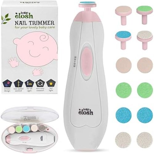 Baby Nail Trimmer File Electric - [Upgraded] Safe Nail Clippers with 12 Units Gift for Newborn Toddler Kids or Women Toes and Fingernails, Care, Polish and Trim, AA Battery Operated (Not Include)