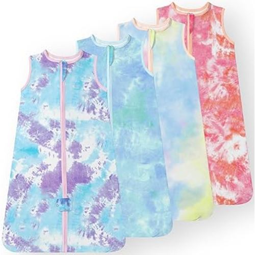 TotAha Baby Sleep Sacks 4-Pack, Buttery Soft Sleepsack 2-Way Safe Zippers, Wearable Blanket Baby Sleep Bag 0.5 TOG