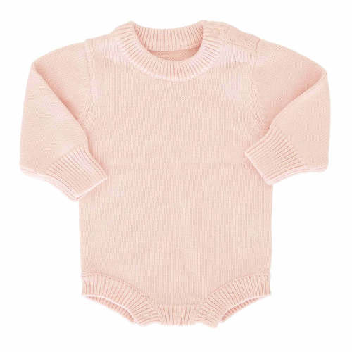 Embroidered Knit Sweater Bubble Romper | Tea Rose