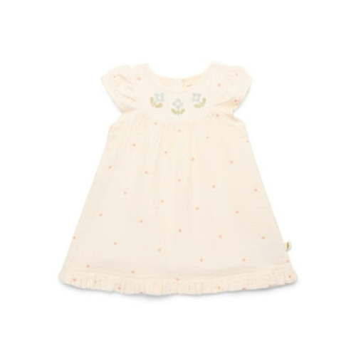 easy-peasy Baby Girls Organic Cotton Gauze Embroidered Flutter Dress, Sizes 0-24M