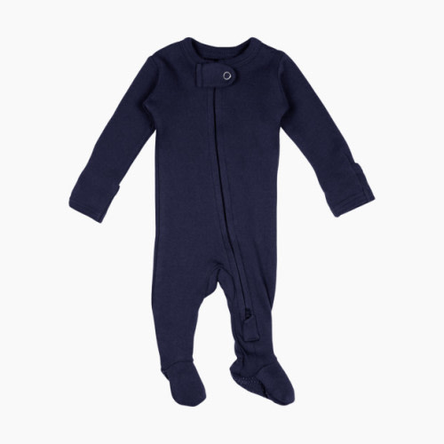L'ovedbaby Organic 2-Way Zipper Footie - Navy, Preemie-Nb