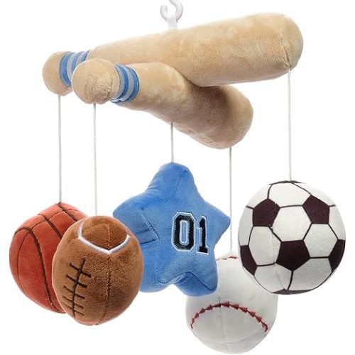 Lambs & Ivy Baby Sports Musical Baby Crib Mobile Soother Toy - Gray