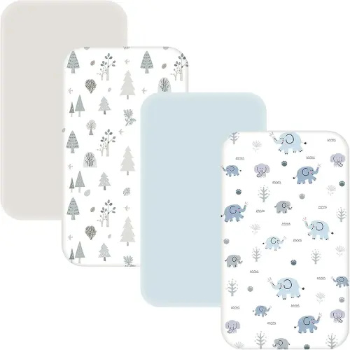 4 Pack Bassinet Sheets - 33"x20" Bedside Bassinet Sheets for Baby Delight, Angelbliss, Fodoss & Most Regular Size Bedside Sleeper | Ultra Soft & Skin Friendly Bassinet Fitted Sheets for Boys Girls