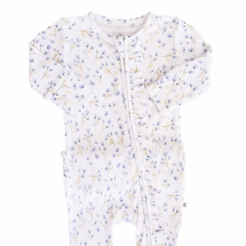 Bamboo Waffle Zipper Footies | Printed