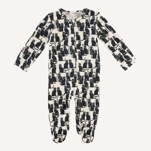 long sleeve zipper footie | black cat | lenzing modal