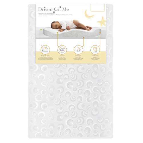 Dream on Me, 2-In-1 Breathable Foam Two-Sided 3" Mini/Portable Crib Mattress