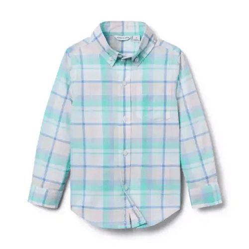 Boy Fresh Mint Plaid The Plaid Shirt by Janie and Jack