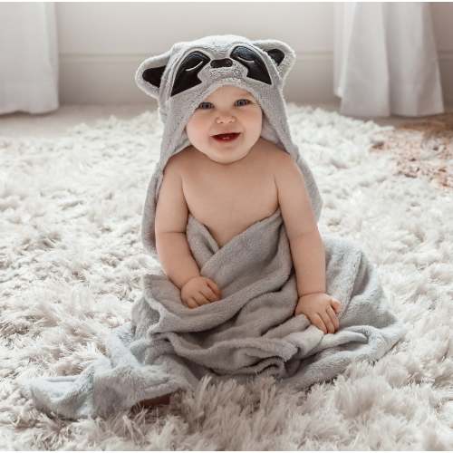 Ultra Soft and Absorbent Raccoon Bamboo Baby Bath Towel by Natemia