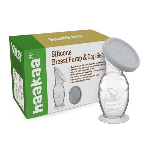 haakaa Manual Breast Pump with Suction Base and Upgrade Silicone Lid(5oz/150ml)