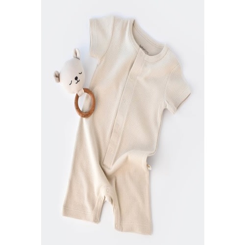 Organic Baby Short Sleeve Romper, Stone Color , Unisex, %100 Organic Cotton, GOTS certification, CSYW1012