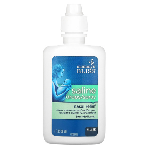 Mommy's Bliss Saline Drops/Spray Nasal Relief, All Ages, 1 fl oz (30 ml)