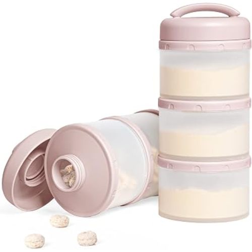 Termichy Stackable Formula Dispenser Portable Milk Powder Container, 2 Pack, Light Pink