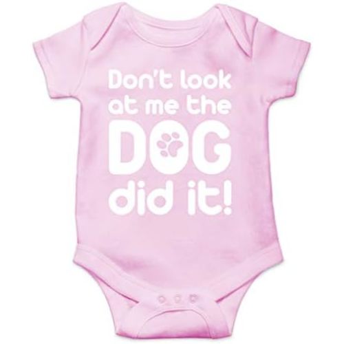 AW Fashions Don't Look At Me, The Dog Did It! Baby Bodysuit Funny Newborn Outfit for Boys or Girls Romper