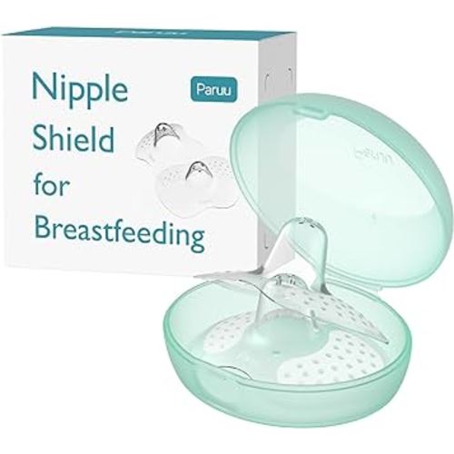 Paruu Contact Nipple Shields, Butterfly Breastfeeding Nipple Shields for Protecting Sore, Flat or Inverted Nipples, 100% Food-Grade Silicone, Made Without BPA/BPS, Include Carry Case (17mm)