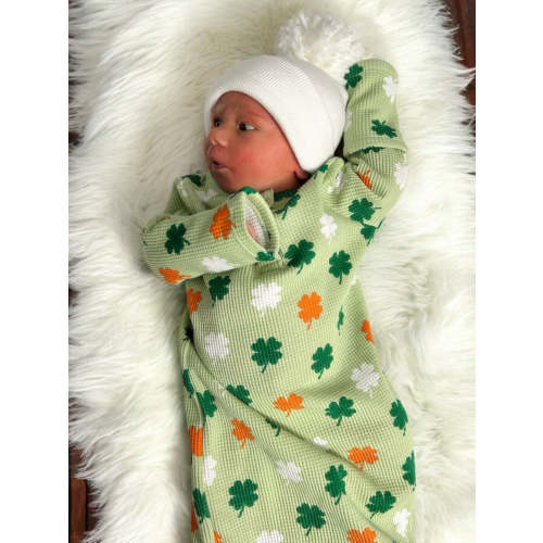 Organic Waffle Gown, Green Clover