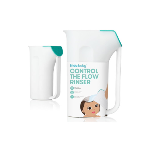 Frida Baby Control The Flow Bath Rinse Cup, Tear Free Rinser to Wash Hair and Body with Easy Grip Handle and Removable Rain Shower, Made in USA