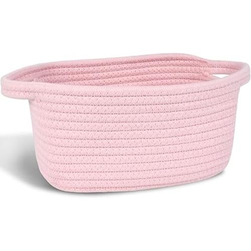 ABenkle Small Storage Basket, Mini Basket, Cute Tiny Cotton Rope Woven Basket, Shelf Basket, Boho Decorative Toy Storage Bin Gift Basket