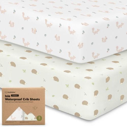 Keababies Isla Waterproof Crib Sheets For Boys, Girls, 2pk Baby Fitted Crib Sheet, Waterproof Crib Mattress Protector Sheets (bunnies)