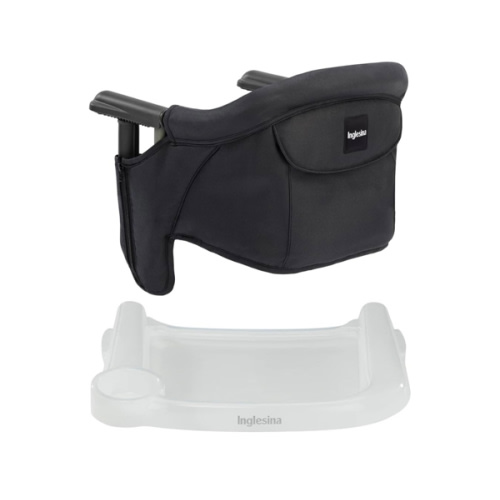Inglesina Fast Table Chair - Black + Fast Dining Tray - Portable Baby High Chair - for Babies & Toddlers up to 37 lbs - Fits Tables 0.8'' to 3.5'' Thick - Compact & Easy to Use - Travel Bag Included